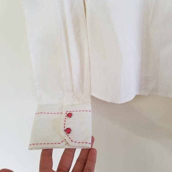 Vintage 90s Cruel Girl White Western Pearl Snap Down w/ Stretch Size Large - Picture 4 of 6